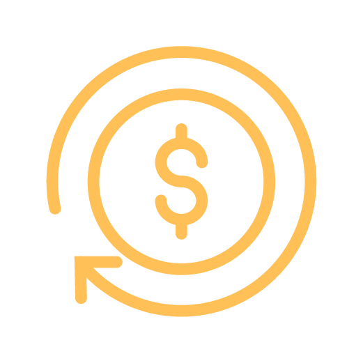 dollar sign circled with back arrow icon